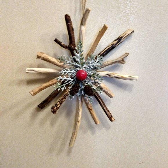 Handmade Rustic Real Wood Sticks Twigs Tree Topper  or Hanging Ornament - Picture 4 of 8